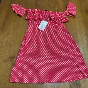 Misguided Red polka dot mini dress Size 6